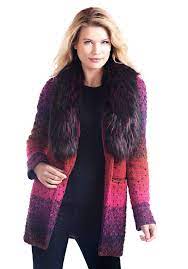 Women batwing sleeve faux fur collar sweater knit cardigan chunky jacket coats u. Women S Marble Knit Sweater With Faux Fur Collar