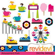 Amusement Park Clipart Sale Roller Coaster Boom Boom Car Playground Clip Art Digital Images I Amusement Park Art For Kids Clip Art
