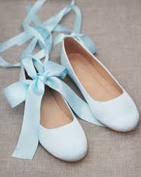 Light Blue Satin Round Toe Flats With Satin Ankle Tie Or Ballerina Lace Up Womens Wedding Shoes Round Toe Flats Bridesmaid Shoes