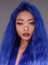 Blue Wigs Lace Frontal Wigs Cheap Human Wigs Black Hair With Blue And Blue Hair Hair Styles Aesthetic Hair