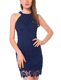 Women S Casual Sleeveless Halter Neck Party Lace Mini Navy Blue Dress Cheap Lace Dress Mini Dress Summer Cocktail Dress
