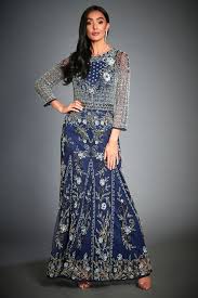 Turn heads this season with jewels, sequins and beads, shop the embellished dresses collection at this party season we want our dresses to be dripping with embellishments, be it jewels, sequins or chains. Grace Embellished Navy Blue Floral Wedding Gown Jywal London