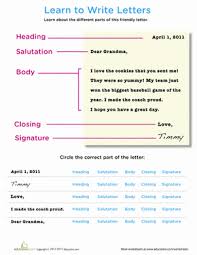 Parts Of A Letter Worksheet Education Com Writing Sentences Worksheets Learning To Write Letter Worksheets