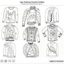 You'll find lots of ideas for women, men, couples, and children. Ugly Christmas Sweater Party Clipart Outlines Christmas Coloring Line Art