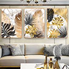 800 x 982 jpeg 159 кб. Nordic Golden Leaves Canvas Paintings Black Gold Luxyry Leaf Wall Art Posters Pictures Canvas Prints For Living Room Home Decor Painting Calligraphy Aliexpress