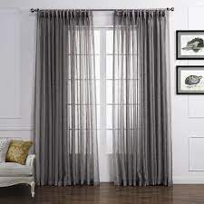 Grey Linen Sheer Curtains For Living Room Gray Bedroom Sheers 2 Panels Curtains For Grey Walls Gray Sheer Curtains Dining Room Curtains