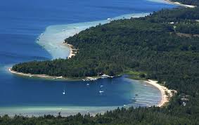 Horton Bay Bottom Can Be Seen From The Air Off Lake Charlevoix Background In Northwest Michigan Ernest Hemingw Beach Town Cool Countries Vintage Michigan