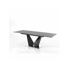 A centrepiece or centerpiece is an important item of a display, usually of a table setting. Table De Repas En Ceramique Anthracite Et Pied Original Central Design