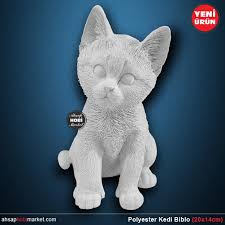 Polyester Kedi Biblo Heykeli 20x14cm Ahsap Hobi Market