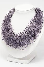 Beaded Necklace Purple Wedding Jewelry Dark Purple Necklace Etsy Purple Wedding Jewelry Purple Jewelry Purple Statement Necklace