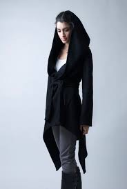 Black Coat With Hood Hoody Cardigan Sweater Hoodie Black Etsy Stylish Jackets Black Coat Clothes