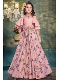 Pleasing Peach Girl S Party Wear Gown Gowns For Girls Kids Fashion Dress Dresses Kids Girl