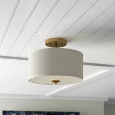 Aaru 2 Light 13 Shaded Drum Semi Flush Mount Bedroom Light Fixtures Bedroom Ceiling Light Low Ceiling Lighting