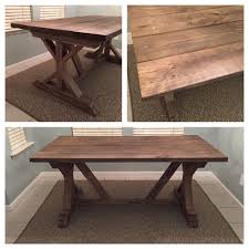 Our New Farmhouse Table I Used Special Walnut And Then Went Over It With London Fog Wanted A Warm Farmhouse Table Stained Table Farmhouse Dining Room Table