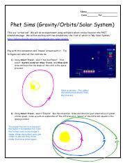 Hooke's law lab #1 helpful hints video. Phet Simulations Gravity Solar System Orbits Name Date Per Phet Sims Gravity Orbits Solar System This Is A Virtual Lab We Will Do An Experiment Using Course Hero