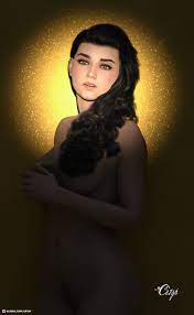 1girls black hair black pubic hair cr1sp female female only long  hair looking at viewer nude nude female pinup pubic hair slushe (website)  solo solo female tagme vajenna (cr1sp) 