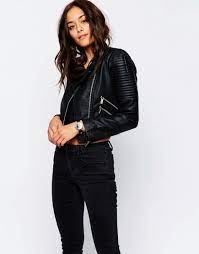 Asos Cropped Biker Jacket With Buckle Detail At Asos Com Cropped Biker Jacket Cropped Faux Leather Jacket Leather Jackets Women