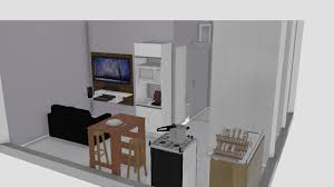 Los huéspedes tienen a su disposición zona de cocina, nevera, cafetera, mesa de comedor, muebles de exterior. Kitnet 5x5 De Raphael Planta 3d Mooble