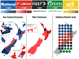 Results Of The 2017 New Zealand General Election Showing The Winning Party Vote Strength By Electorate Maori Electorate As Well As The Additional Member Seats 2158 1609 Oc Mapporn