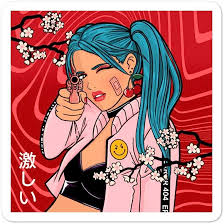 New Novelty Vinyl Sticker Anime Woman Girl with Gun Manga Blue Hair Comic  Book Side Ponytail Cherry Blossom Sakura Pop Art Alternative Japan Japanese  : Good-Looking Corpse: Amazon.ca: Tools & Home Improvement