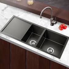 Cefito Kitchen Sink Nano Stainless Steel Double Bowl Handmade Laundry 1000x450mm In 2020 Black Stainless Steel Kitchen Sink Best Kitchen Sinks
