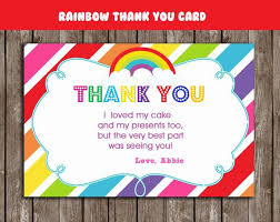 Rainbow Thank You Card Thank Rainbow Favorsrainbow Birthday Etsy Thank You Cards Your Cards Rainbow Party Favors