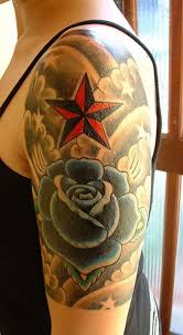 Click on the links below for other small tattoo and rose tattoo galleries to help you decide on. Red Nautical Star And Rose Flower Half Sleeve Tattoo