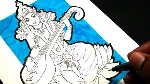 The sri chakra puja is appropriate to use during navratri to worship saraswati particularly on the seventh day, which is an auspicious number to her. Happy Vasant Panchami Drawing Ll À¦¸à¦°à¦¸ À¦¬à¦¤ À¦ª À¦ Ll Goddess Saraswati Drawing Youtube