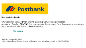 The document has moved here. Postbank Phishing Verbraucherzentrale Warnt Vor Gefahrlichen Spam Mails Netzwelt