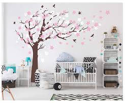 Wall sticker vintage flower by sticky!!! Aiyang Cherry Blossom Tree Wall Decals White Pink Flowers Wall Stickers For Baby Nursery Bedroom Living Room Decoration Coffee Brown Buy Online In Antigua And Barbuda At Antigua Desertcart Com Productid 156419966