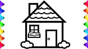 15) step 15 put a blue color on the sky. Glitter House Drawing And Coloring Learn To Draw A Simple House Step By Step Youtube