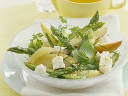 Gruner Spargelsalat Mit Birnen Und Schafskase Rezept Spargelsalat Spargel Gruner Spargelsalat