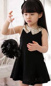 Free Shipping Black Dress For Little Girls With Golden Peter Pan Collar Party Dress Red Flower Girl Dresses Girls Dresses Summer Girl Princess Dress