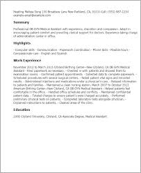 1 Ob Gyn Medical Assistant Resume Templates Try Them Now Myperfectresume