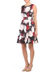 Floral Jewel Neck Dress New Arrivals T J Maxx Jewel Neck Dress Dresses Fit And Flare Dress