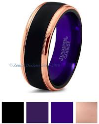 Black And Rose Gold Wedding Band Color Inspiration Black White Amethyst Indigo Rose Gold Black Tungsten Rings Mens Wedding Bands Tungsten Tungsten Mens Rings