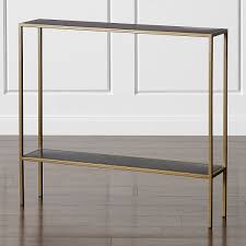 Shop Remi Console Table Slim And Elegant The Remi Console Table Rises High In Two Tones Of Finished Steel To Gre Small Console Tables Console Table Furniture