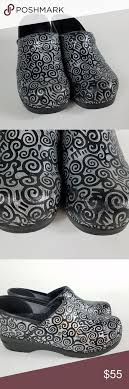Sanita Black Silver Clogs Size 38 7 5 8 Scroll Sanita Clogs