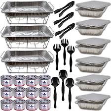 Buy Buffet Serving Kit 3 Sets W Fuel Wire Racks Water Pans Half Size Food Pans W Covers Serving Spoons Forks Tongs 12 Fuel Cans 2 5 Hrs Each Chafing In 2020 Food