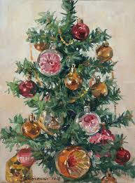 Next, she painted a bunch of round ornaments how to flock a christmas tree. Christmas Tree Painting By Victoria Kharchenko