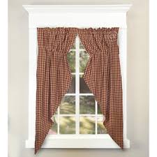 Farmhouse Heritage House Check Prairie Gathered Curtains Barn Red Country Village Shoppe