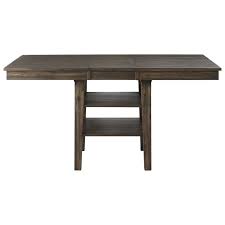 Rustic and textured, our mango wood rectangular pedestal brings dimension to your space with ease. Aamerica Huron Transitional Solid Wood Counter Height Pedestal Table With 2 Shelves And Leaf Novello Home Furnishings Pub Tables