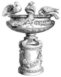 Bird In Bird Bath Drawing Thursday Is Request Day Bird Bath Deco Lady Circus Tent Airplane Eyeball Clip Art Vintage Vintage Birds Vintage Illustration