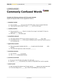 Language Commonly Confused Words Advanced Levels Unterrichtsmaterial Im Fach Englisch In 2020 The Words Englischunterricht Unterrichtsmaterial
