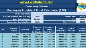 Download Employee Provident Fund Calculator Excel Template