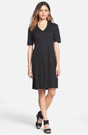 Eileen Fisher Hemp Organic Cotton Deep V Neck Dress Regular Petite Slow Clothing Deep V Neck Dress Dresses