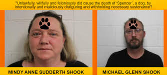 MICHAEL GLENN SHOOK and MINDY ANNE SUDDERTH SHOOK arrested in connection  with the death of a dog