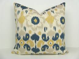 19 20x20 Pillow Cover Blue Throw Pillows Yellow Decorative Pillows Blue Pillows