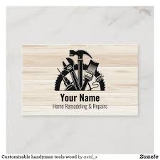 Customizable Handyman Tools Wood V1 Business Card Zazzle Com Wood Business Cards Business Card Design Simple Construction Business Cards