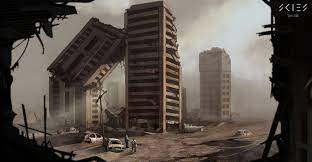 Artstation Skies Destroyed Buildings Sergey Shilkin Fantasy Art Landscapes Fantasy Landscape City Drawing